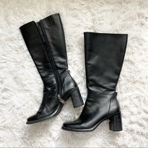 Black Leather Knee High Boots